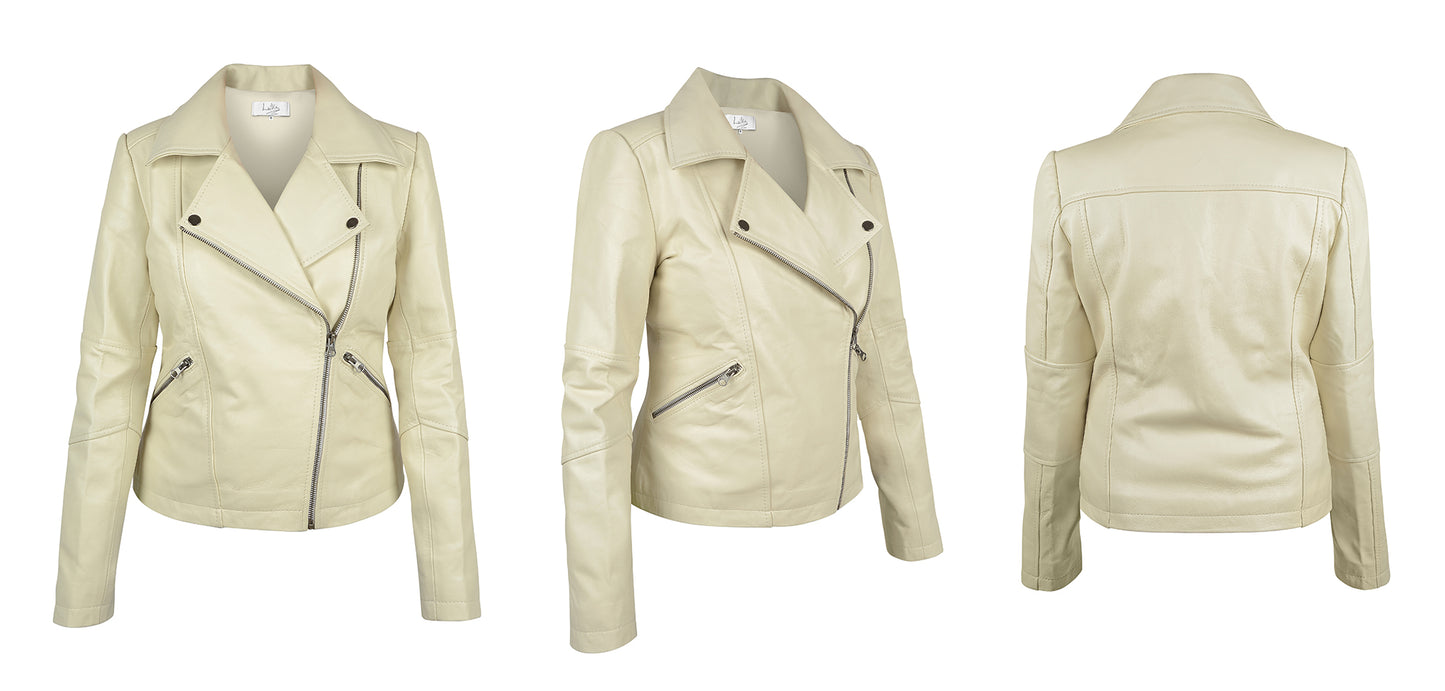 Women’s White Leather Jacket